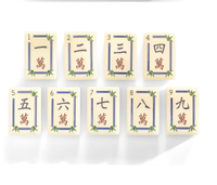 Tuiles de Mahjong en Acrylique Style Antique de Luxe - Motifs Classiques Durables de Personnages et de Flore, Base Blanc Crème avec Art Émaillé Coloré