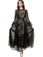 AELESEEN Robe de bal violette pour femmes, col en O, manches évasées, paillettes, broderie, maille, robes longues, mode, printemps, nouveau