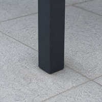 Table de salle à manger extensible avec plateau aspect marbre, structure en aluminium noir mat, extension coulissante, table de patio gain de place