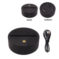 Support en bois mené par acrylique rechargeable de support de lumière de RVB de lumière de contact de base menée par acrylique noir avec le câble d'USB