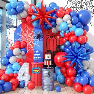 Kit Arco <span class=keywords><strong>di</strong></span> <span class=keywords><strong>Palloncini</strong></span> Personalizzato a Tema <span class=keywords><strong>Ragno</strong></span> con <span class=keywords><strong>Palloncini</strong></span> in Foil 4D a Stella Blu e Rossi e <span class=keywords><strong>Palloncini</strong></span> Opachi Blu e Rossi per Feste <span class=keywords><strong>di</strong></span> Compleanno - Product Image 2