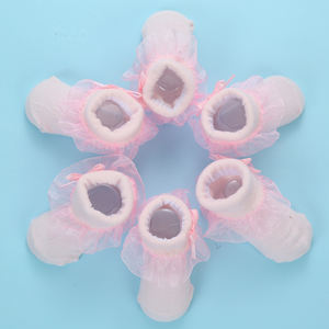 गुलाबी राजकुमारी फीता फूल कपास धनुष बच्चे छोटे लड़कियों के मोजे - Product Image 4