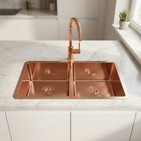 Évier de cuisine double bac intelligent en acier inoxydable 304 couleur or rose, OEM & ODM, avec fonctionnalités innovantes