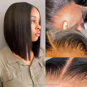 Perruque Bob Lace Front Droite de 12 Pouces, <span class=keywords><strong>Cheveux</strong></span> Humains Brésiliens Remy 100%, Densité 180%, Transparente, Courte, Double Drawn, pour Femmes - Product Image 3