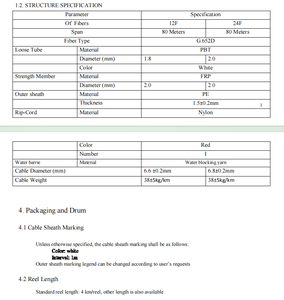 Câble à fibre optique <span class=keywords><strong>CCU</strong></span> extérieur ASU 80 avec mode G652D laminé or unique 4 6 8 12 24 cœurs FO marque Yitofc 2km Guangdong - Product Image 6