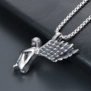 Collar con colgante de ángel, alas de plata tibetana, joyería de moda, regalo para hombres y mujeres SP767 - Product Image 4