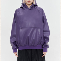 Sweat-shirt à capuche en cuir PU fonctionnel brodé avec logo personnalisé OEM pour hommes et femmes