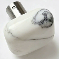 Poignée de porte en marbre sur mesure avec base en acier inoxydable et bouton carré arrondi en pierre naturelle pour designer d'intérieur