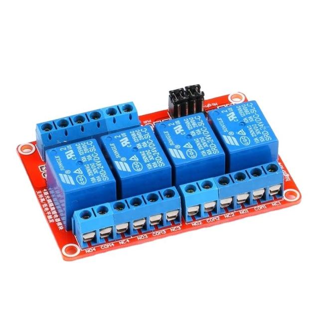 Zopro 24V 4-Channel SMD Relay Module with High/Low Level Trigger Optocoupler Isolation Red Board