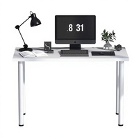 Bureau d'ordinateur simple et moderne en métal blanc, 100x60x75cm, surface en bois, table d'écriture YODA pour la maison, le bureau, la chambre à coucher, l'étude