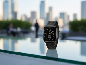 HYF Fashion Smart <b>Watch</b> Square Stainless Steel Case Leather Band <b>Heart</b> <b>Rate</b> <b>Monitor</b> 5Bar Water Resistant Android Unisex - Product Image 2