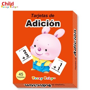 Gran oferta, 45 Uds., tarjetas de matemáticas en español para niños, Educación Temprana, aprendizaje aritmético, juego interactivo para padres e hijos - Product Image 5