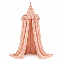 Moustiquaire de lit pour enfants en coton à fixation plafond, avec double volant, rideau de lit conique long et solide, pour chambre d'enfant