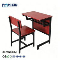 Conjunto de Muebles Escolares para Primaria y Secundaria en Filipinas, Escritorio y Silla para Estudiantes con Tablero de Madera y Estructura Metálica