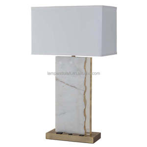 Lámpara de Mesa Cuadrada de Mármol Blanco con Interruptor y Enchufe en la Base para Decoración del Hogar, Dormitorio, Vestíbulo de Hotel, Habitación de Hotel - Product Image 1