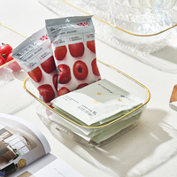 Ensemble de pots de rangement modernes de luxe en plastique PET transparent avec incrustations dorées, écologiques et créatifs, pour la cuisine, les fruits, les desserts, les bonbons et le thé