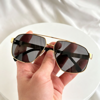Lunettes de soleil polarisées TAC UV400 unisexes, légères et durables, monture carrée en métal doré, personnalisables, échantillon en petite série