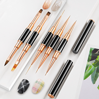 Ensemble de 10 pinceaux pour nail art, professionnel, 5 pinceaux à double extrémité pour nail art acrylique, liner, détails, peinture, dessin et design