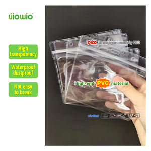 UIOWIO <span class=keywords><strong>Porte</strong></span>-<span class=keywords><strong>badge</strong></span> en <span class=keywords><strong>plastique</strong></span> <span class=keywords><strong>transparent</strong></span> pour carte d'identité PVC Pochette verticale étanche refermable <span class=keywords><strong>Porte</strong></span>-carte d'identité avec fermeture éclair - Product Image 1