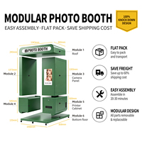 Montage facile, installation en 30 minutes avec armoire pour imprimante, caméra, machine photomaton portable, photomaton personnalisable en couleur