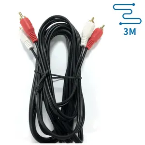 Cable de audio 2RCA-2RCA de 3 m, negro, para conexión de dispositivos de audio y transmisión de sonido de calidad. - Product Image 1