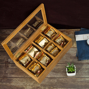 Cheap custom luxury wooden tea coffee candy storage chest box bamboo tea bag storage boxes organizer