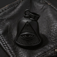 Cloche Métallique Vintage en Acier Inoxydable Noir avec Yeux Triangulaires Maléfiques, Croix et Ange Gardien pour Moto – Vente en Gros