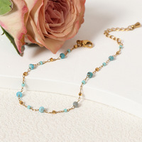 Bracelet chaîne bohème en acier inoxydable plaqué or 18 carats avec perles de pierres naturelles facettées, bijoux pour femmes résistants à l'eau