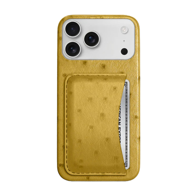 Custom High Quality Stylish Genuine Ostrich Leather Skin Card Holder case for iPhone 17 Pro Max with Magnetic