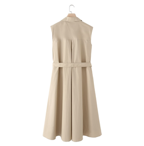 Nuovo prodotto estivo alla moda Casual donna indossa cintura <span class=keywords><strong>senza</strong></span> <span class=keywords><strong>maniche</strong></span> semplice e alla moda con scollo a V con abito stile <span class=keywords><strong>camicia</strong></span> - Product Image 5