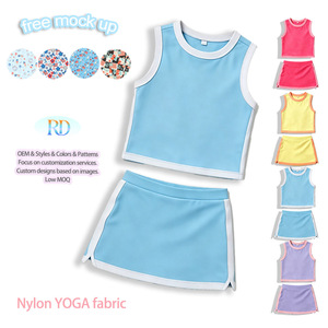 Completo da Tennis Coordinato <span class=keywords><strong>Mamma</strong></span> e Figlia in Nylon Spandex, Top e Gonna-Pantaloncino con Pantaloncini Interni, Abbigliamento Sportivo Traspirante per Bambini per l'Estate - Product Image 5