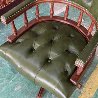 Chaise de bureau pivotante à base en bois massif de style américain avec roulettes, chaise de patron, chaise d'étude rotative et réglable en hauteur.
