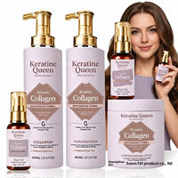Ensemble de soins capillaires à la kératine et au collagène en 4 pièces avec shampoing et après-shampoing de 800 ml, huile capillaire et traitement revitalisant en profondeur, marque privée