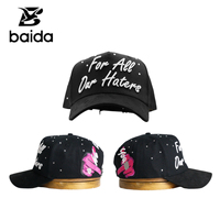 Nueva Llegada Gorra de Béisbol Personalizada 31 G5 Dobby de Cinco Paneles con Decoración de Pedrería, de Polialgodón, Unisex para Adultos, con Cierre de Hebilla de Una Sola Tira