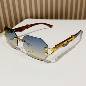 <b>Rimless</b> Gradient <b>Sunglasses</b> UV400 Rectangle Retro Women Driving Adult Fashion Sun Glasses - Product Image 1