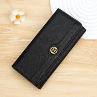 Promo Desain Baru Dompet Panjang Wanita Vintage OEM dengan Pola Benang, Penutup Ritsleting, Multifungsi, Lapisan Poliester