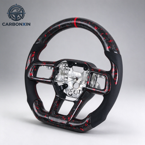 Volante Deportivo de Fibra de Carbono Forjado Personalizado con Empuñadura de Cuero de 40 mm y 4 Radios para Mustang GT 350 S550 S650 S197 - Product Image 2