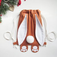 Sac à dos professionnel personnalisé en peluche avec cordon de serrage, oreilles de lapin mignonnes, queue de lapin, pour enfants, cadeau d'anniversaire ou de Pâques pour tout-petits, organisateur