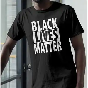 Camiseta básica de cuello redondo con Logo personalizado para hombre y mujer, Camiseta 100% de algodón con estampado de historia, camiseta negra con estampado de Lives Matter