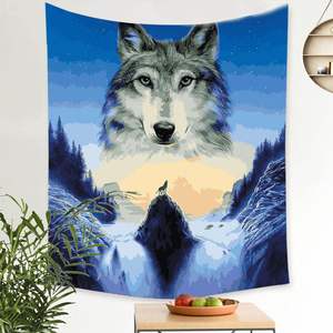 Psychédélique Abstrait Loups Tigres Lions Série Animale Imprimé Maison Tapisserie Murale - Product Image 5