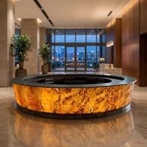 แผ่นหินวีเนียร์โปร่งแสงสีเงินเงา ดีไซน์ทันสมัยจาก Flatstone Designs ผิวสะท้อนแสง สำหรับตกแต่งผนังภายในห้องโถง - Product Image 2