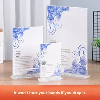 Support de présentation de table en acrylique transparent en forme de T, modèle 0214, personnalisation en gros à Wenzhou