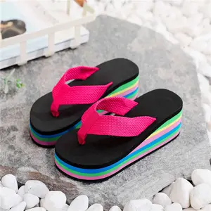 Wedge Heels Flip Flops Women Slippers Summer Thick Bottom Sandals Platform Slippers Soft Fashion Shoes Non-Slip Beach Slides