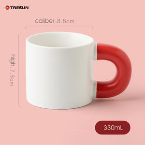 Taza de Cerámica Estética Nórdica, Taza Gruesa para Café Latte, Color Azul Marino Mate, Impresión Personalizada en Tazas - Product Image 5