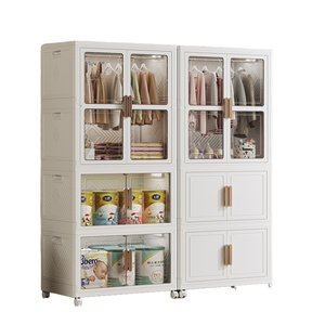<span class=keywords><strong>Jeko</strong></span> & <span class=keywords><strong>Jeko</strong></span> Armarios de muebles de PP de doble nivel, armario de dormitorio plegable portátil con diseño desmontable para sala de estar - Product Image 2