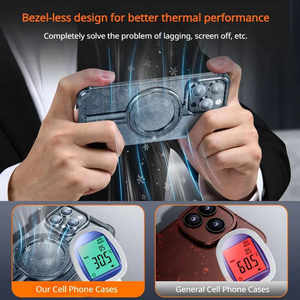 Ốp điện thoại <span class=keywords><strong>iPhone</strong></span> 17 16 15 14 Pro Max khung nhôm hợp kim không viền, tích hợp giá đỡ nhẫn, chống sốc, hỗ trợ sạc không dây từ tính - Product Image 6