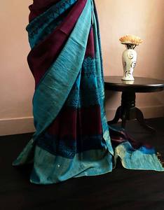 Venta al por mayor suministro de diseño lujoso Pure Loomed Munga Silk Saree rojo azul vestido para niñas Oficina y fiesta colección Sarees - Product Image 6