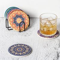 Ensemble de sous-verres en céramique avec logo drôle imprimé personnalisé tasse de table au design moderne avec support pratique en liège tampon de tissu à séchage rapide