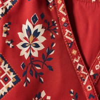 Robe Midi Femme en Coton Coupe Évasée Style A-Line Imprimé Floral Folklorique Slavique Héritage Russe Artistique Bohème Vente en Gros Logo Personnalisé OEM