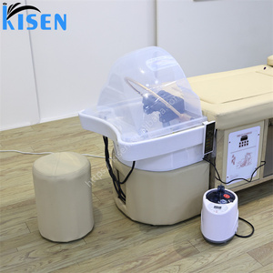 Kisen Lit de lavage multifonctionnel et inclinable pour salon de coiffure, base en acier inoxydable, revêtement en cuir PU, pour soins capillaires et spa - Product Image 1